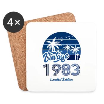 Vintage Année 1983 Edition Limitée Bleu - Dessous de verre (lot de 4) - blanc - Devant