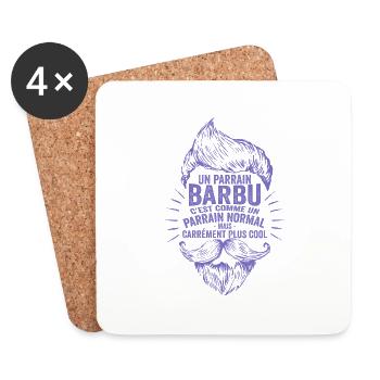 Un Parrain Barbu C'est Comme Un Parrain Normal - Dessous de verre (lot de 4) - blanc - Devant