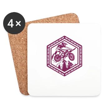 Cadeau de vélo de montagne Mountain Biker Mountain - Dessous de verre (lot de 4) - blanc - Devant