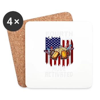 4th Of July Mode Activated Day Drinking American - Coasters (set of 4) - white - Front