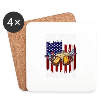 4th Of July Day Drunk For America US Flag Freedom - Untersetzer (4er-Set) - Weiß - Vorne
