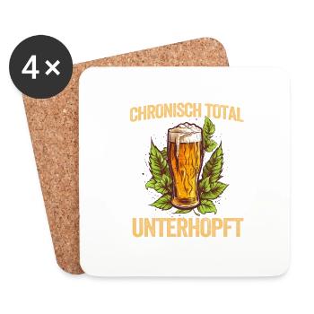 Herren Vatertag Vater Unterhopft Bier Party Saufen - Untersetzer (4er-Set) - Weiß - Vorne
