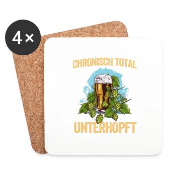 Chronisch Total Unterhopft Bier Party Spruch - Untersetzer (4er-Set) - Weiß - Vorne