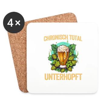 Herren Vatertag Vater Unterhopft Bier Party Saufen - Untersetzer (4er-Set) - Weiß - Vorne
