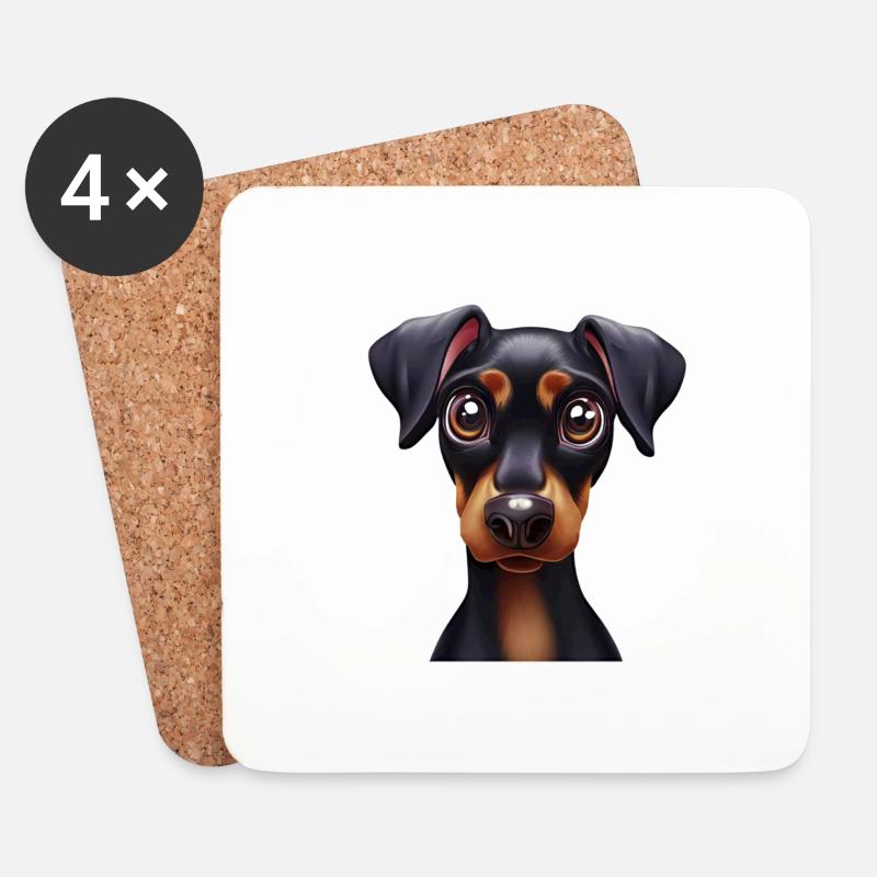 Charming Doberman Pinscher Art - Coasters (set of 4) - white