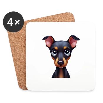 Entzückender Dobermann-Pinscher-Cartoon - Untersetzer (4er-Set) - Weiß - Vorne