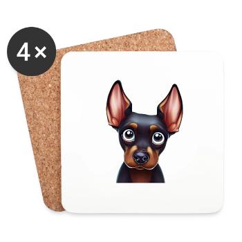 Verspielte Dobermann-Pinscher-Kunst - Untersetzer (4er-Set) - Weiß - Vorne