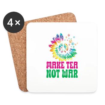 Hippie Peace Sign Peace Flowers Flower Child - Coasters (set of 4) - white - Front