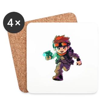Cooler Laser Tag Pro Illustration & Action Grafik - Untersetzer (4er-Set) - Weiß - Vorne