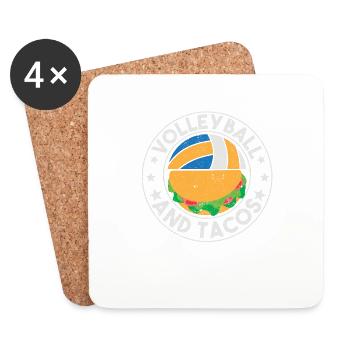 Volley-ball et tacos Sport mexicain amusant - Dessous de verre (lot de 4) - blanc - Devant