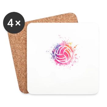Aquarelle Volleyball Amateur Fan Coach - Dessous de verre (lot de 4) - blanc - Devant