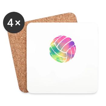 Watercolor Volleyball Lover Fan Coach Team - Coasters (set of 4) - white - Front