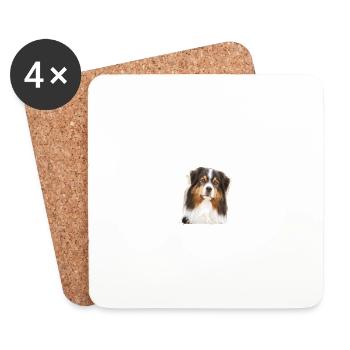 Vorsicht vor dem Herrchen, Australian Shepherd - Untersetzer (4er-Set) - Weiß - Vorne