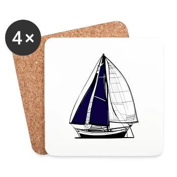 Sailing Sailboat Sailing Sailing Sailing Ship - Coasters (set of 4) - white - Front
