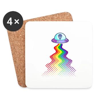 Gay Alien Gaylien Rainbow UFO - Coasters (set of 4) - white - Front