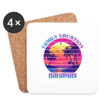 Vacances en famille Bahamas Vacances en bateau de croisière - Dessous de verre (lot de 4) - blanc - Devant