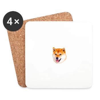 Vorsicht vor dem Herrchen, harmlos Shiba Inu - Untersetzer (4er-Set) - Weiß - Vorne