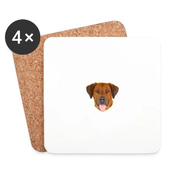Vorsicht vor Herrchen, harmlos Rhodesian Ridgeback - Untersetzer (4er-Set) - Weiß - Vorne