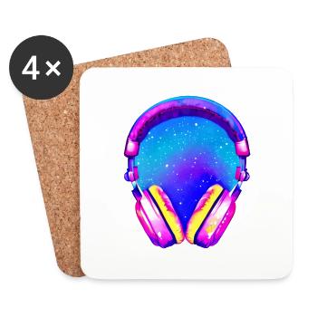 Headphones Singers Gamers Listen to music Singing Musicians - Coasters (set of 4) - white - Front