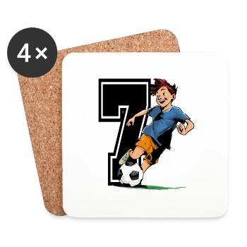 7 Year Old Footballer & Soccer Children's Birthday Party - Coasters (set of 4) - white - Front