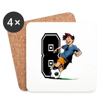 8 Year Old Footballer & Soccer Children's Birthday Party - Coasters (set of 4) - white - Front
