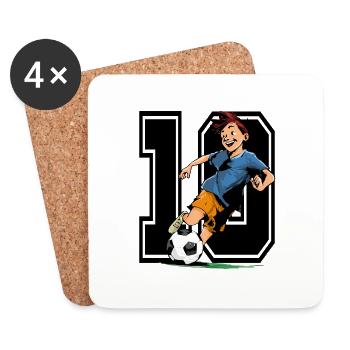 10 Jahre alt Fußballer & Fußball Kindergeburtstag - Untersetzer (4er-Set) - Weiß - Vorne