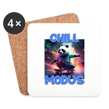 Chill Modus Pandabär Bambus Bär Überraschung - Untersetzer (4er-Set) - Weiß - Vorne