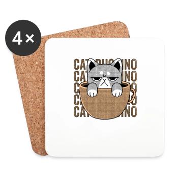 Cat Puccino Cappuccino - Untersetzer (4er-Set) - Weiß - Vorne