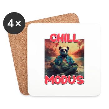 Chill Modus Pandabär Bambus Bär Überraschung - Untersetzer (4er-Set) - Weiß - Vorne