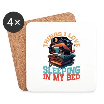 Les choses que j’aime, dormir dans mon lit 14 - Dessous de verre (lot de 4) - blanc - Devant