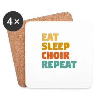 Essen Schlaf Chor Wiederholung Musiker Sänger Singen - Untersetzer (4er-Set) - Weiß - Vorne