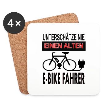 E Bike Fahrer Radfahren E-Bike fahren Geschenkidee - Untersetzer (4er-Set) - Weiß - Vorne