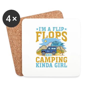 I'm A Flip Flops And Camping Kinda Girl 3 - Untersetzer (4er-Set) - Weiß - Vorne