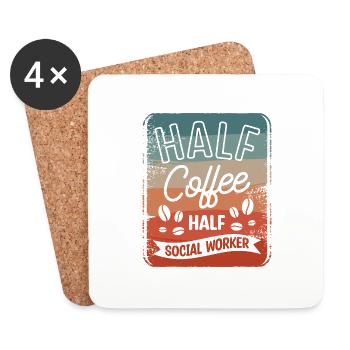 Half Coffee Half Social Worker Coffee Lover - Coasters (set of 4) - white - Front