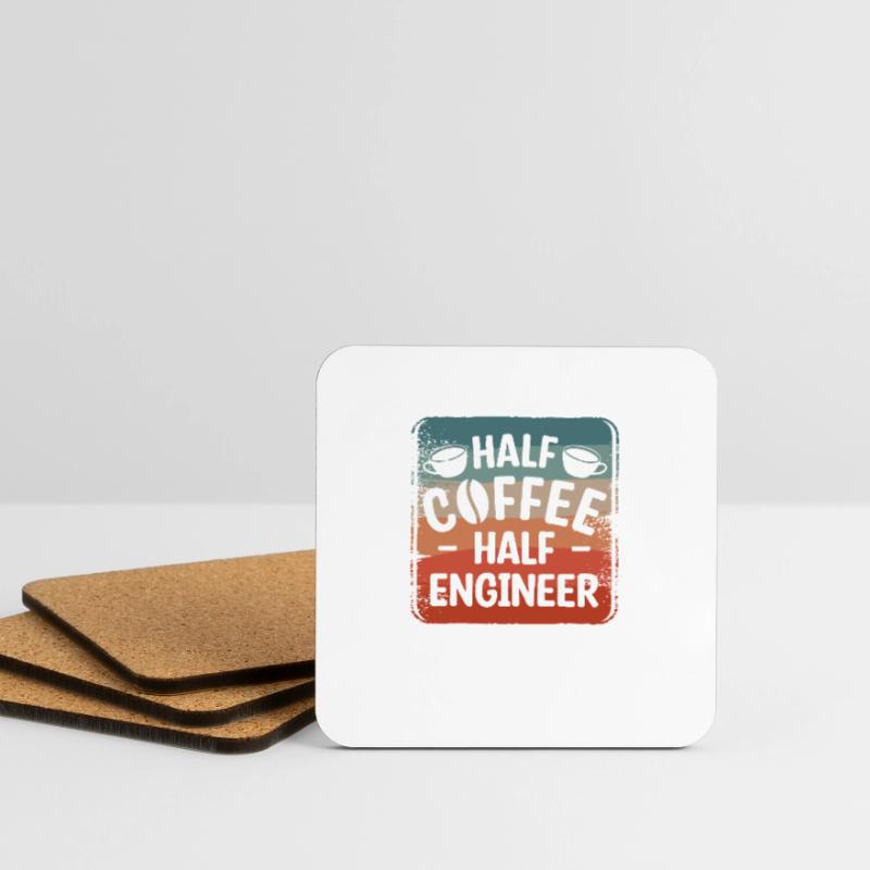 Half Coffee Half Engineer Engineering Coasters (set of 4)
