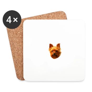 Vorsicht vor Herrchen, harmlos Yorkshire Terrier - Untersetzer (4er-Set) - Weiß - Vorne
