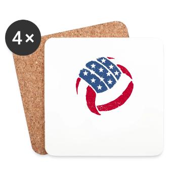 American Flag Volleyball Ball USA Athlètes - Dessous de verre (lot de 4) - blanc - Devant