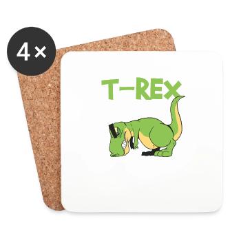 T-Rex déteste les joueurs de volleyball athlètes sports de loisir - Dessous de verre (lot de 4) - blanc - Devant
