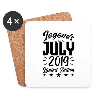 Naissance En Juillet 2019. Cadeau d'anniversaire. - Dessous de verre (lot de 4) - blanc - Devant