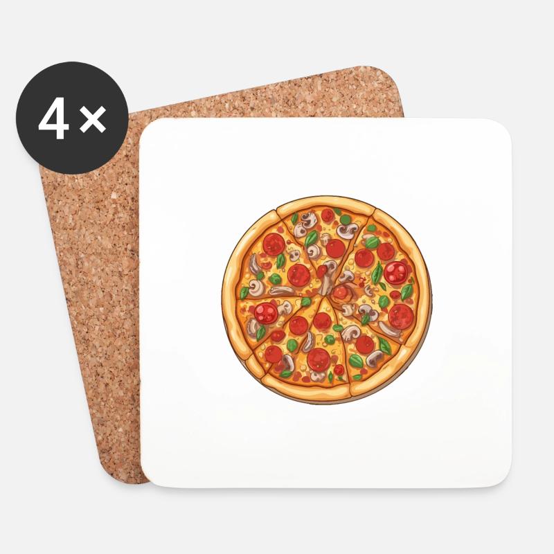 Große leckere Pizza - Untersetzer (4er-Set) - Weiß