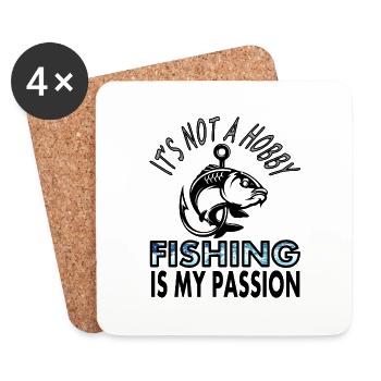 Angeln fischen Fischerei Fischfang Geschenkidee - Untersetzer (4er-Set) - Weiß - Vorne