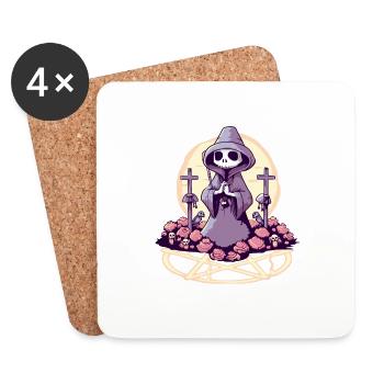Pastel Goth Kawaii Cute Death Grim Reaper - Coasters (set of 4) - white - Front