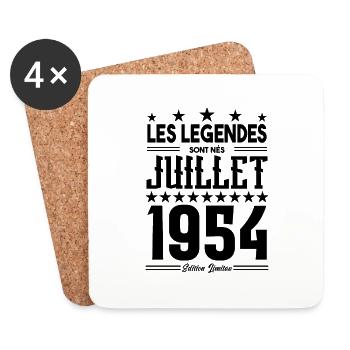 cadeau d'anniversaire Juillet 1954. Cadeau juillet - Dessous de verre (lot de 4) - blanc - Devant