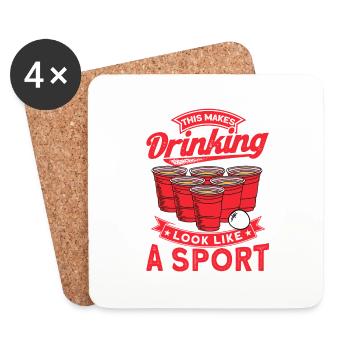 Bier Pong Champion Lässt Trinken wie einen Sport a - Untersetzer (4er-Set) - Weiß - Vorne