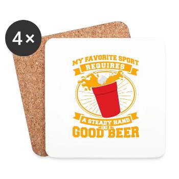 Bier Pong Champion Eine ruhige Hand und ein gutes - Untersetzer (4er-Set) - Weiß - Vorne