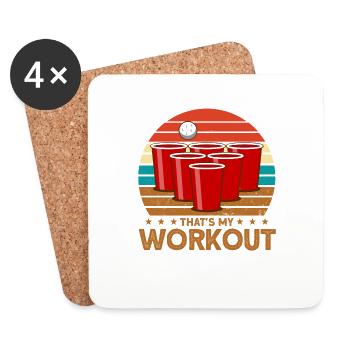 Bier Pong Champion Das ist mein Workout Geschenk - Untersetzer (4er-Set) - Weiß - Vorne