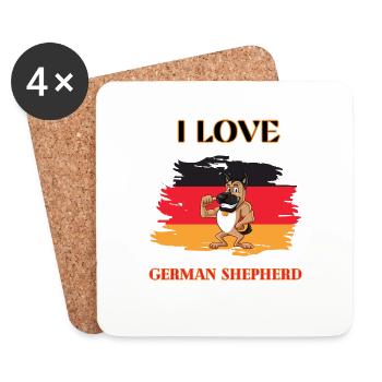 Cute German Shepherd - Coasters (set of 4) - white - Front