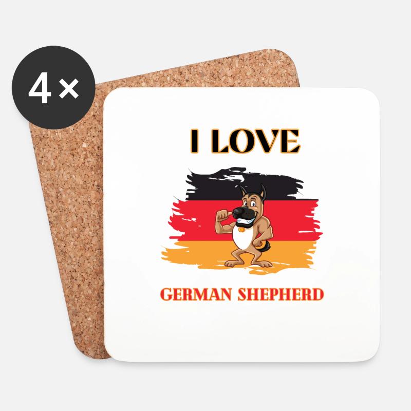 Süßer Deutscher Schäferhund - Untersetzer (4er-Set) - Weiß