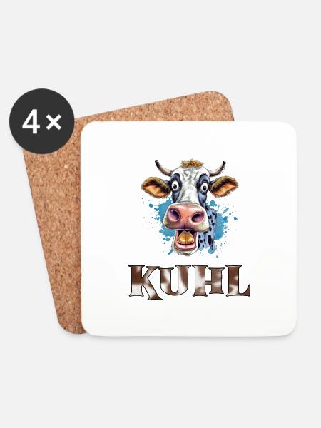 Lustiges Kuh, Spruch Kuhl, Bauern Land - Untersetzer (4er-Set) - Weiß