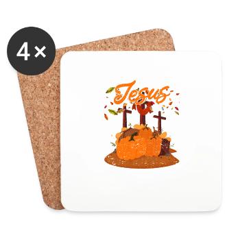 Cas pour Jésus: Il ne quitte jamais l’automne drôle - Dessous de verre (lot de 4) - blanc - Devant